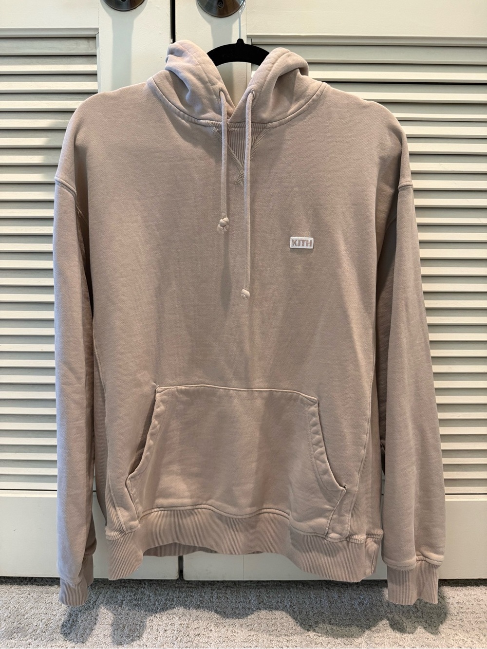 Kith Men's Beige Hoodie with Small Chest Logo